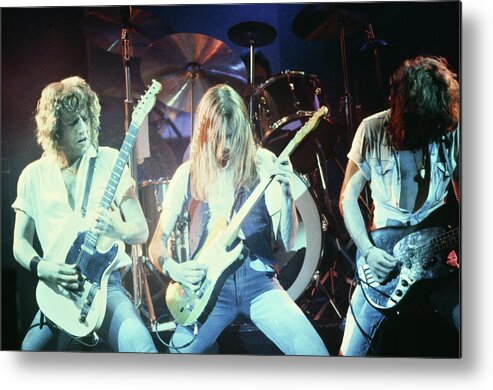 Music Metal Print featuring the photograph Photo Of Status Quo And Alan Lancaster by Mike Prior