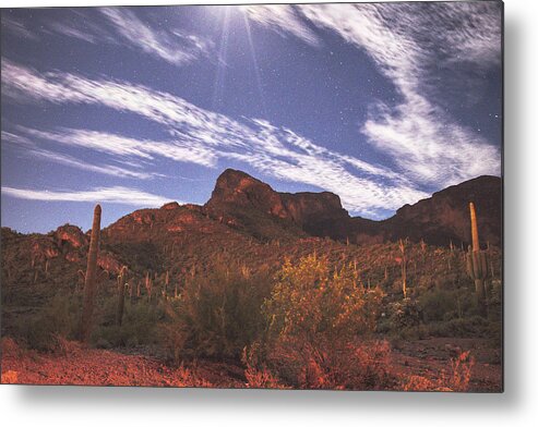 Picacho Metal Print featuring the photograph Picacho Peak Moonlight by Chance Kafka