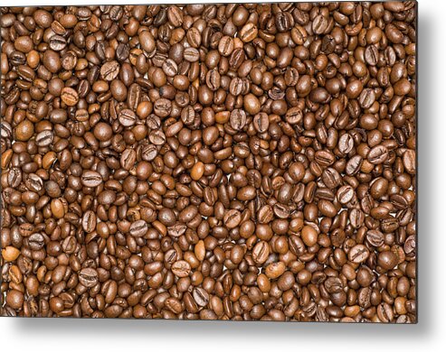 Large Group Of Objects Metal Print featuring the photograph Pile Of Coffee Beans Background by Stockcam
