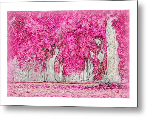 Pink Metal Print featuring the digital art Pink Forest Swirls by Doreen Erhardt