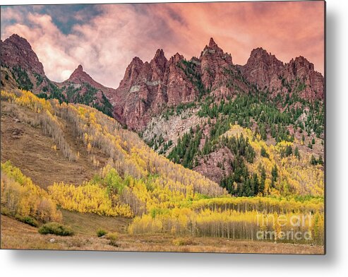 Pink Metal Print featuring the photograph Pink Sunset at Maroon Creek by Melissa Lipton