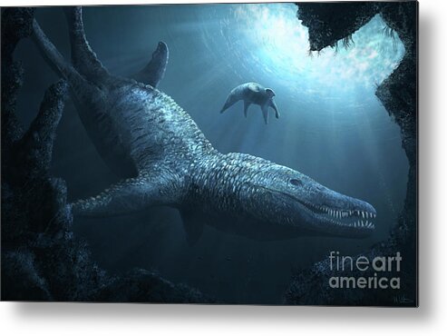 Pliosaurus Metal Print featuring the photograph Pliosaurus Marine Reptile by Mark P. Witton/science Photo Library