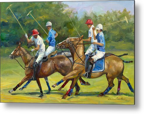 Polo Metal Print featuring the painting Polo Foursome by Laurie Snow Hein