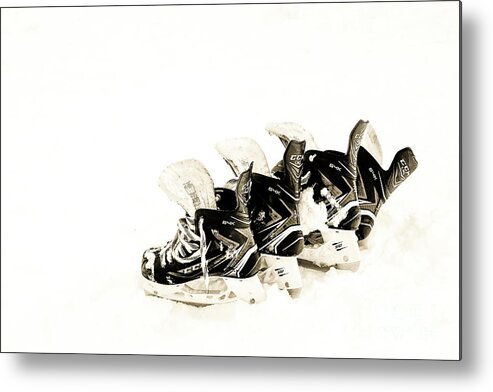 Ice Skates Metal Print featuring the photograph Pond Skates by Darcy Dietrich