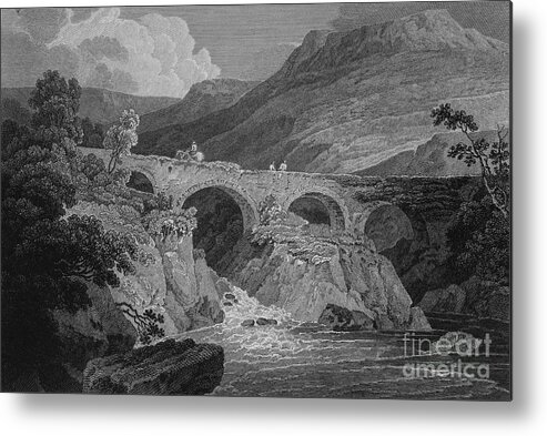 Engraving Metal Print featuring the drawing Pont Y Pair, 1807 by Print Collector