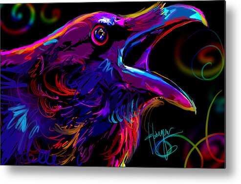 Crow Art Metal Print featuring the painting pOpCrow Joe by DC Langer