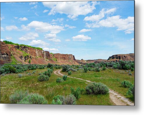 Outdoor; Potholes Coulee; Ice Age Flood; Ancient Lake; Channeled Scablands; Potholes Cataract; Eastern Washington; Washington Beauty; Metal Print featuring the digital art Potholes Coulee along the trail to Ancient Lake by Michael Lee