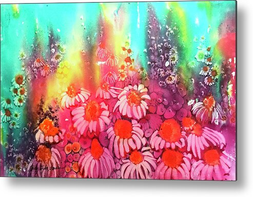 Pink Metal Print featuring the painting Pretty Pretty Pink by Shirley Sykes Bracken