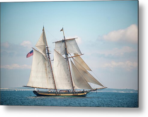 Schooners Metal Print featuring the photograph Pride of Baltimore II Makes Sail by Mark Duehmig