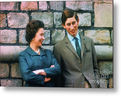 People Metal Print featuring the photograph Prince Charles And Queen Elizabeth by Bettmann