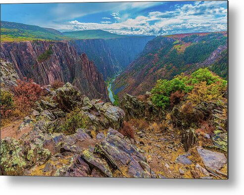 Black Canyon Of The Gunnison National Park Metal Print featuring the photograph Pulpit Rock Overlook at Black Canyon of the Gunnison National Park by Tom Potter