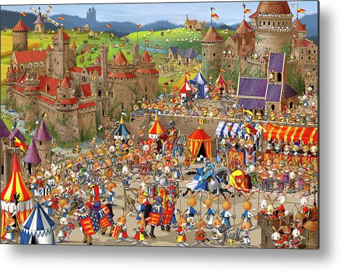 Rabbit Knights Metal Print featuring the painting Rabbit Knights by Francois Ruyer
