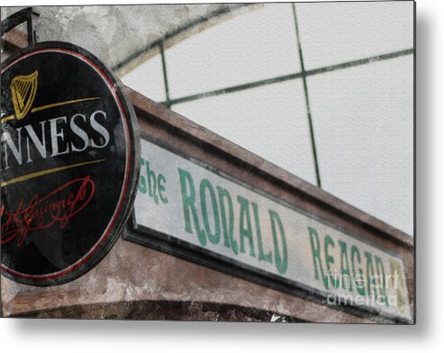 Washed Metal Print featuring the photograph Reagan Pub in Aged and Washed Texture by Colleen Cornelius