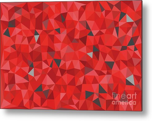 Red Metal Print featuring the digital art Red and gray triangular pattern - triangles mosaic by Michal Boubin