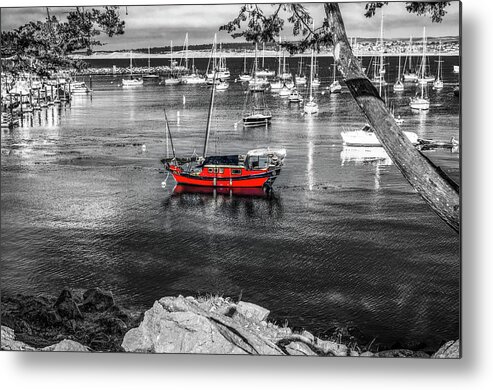 Red Boat Monterey Metal Print featuring the photograph Red Boat Monterey by Joseph S Giacalone