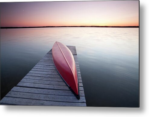 Scenics Metal Print featuring the photograph Red Canoe by Mysticenergy