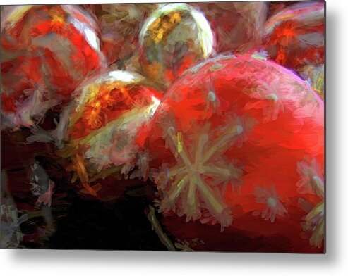 Red Metal Print featuring the digital art Red Christmas Balls by Barry Wills
