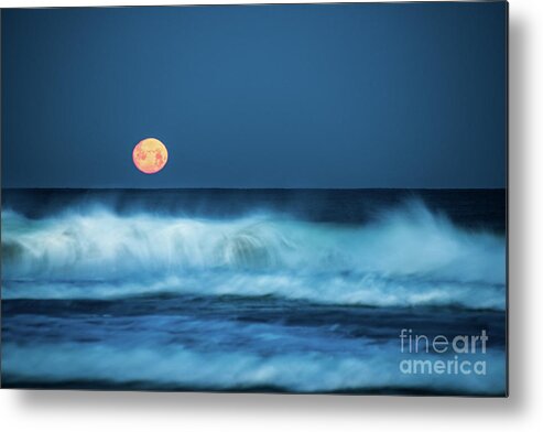 Moon Metal Print featuring the photograph Red Moon by Hannes Cmarits