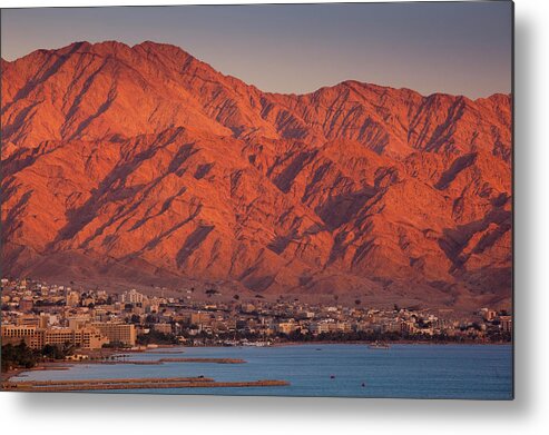 Scenics Metal Print featuring the photograph Red Sea Beachfront, Sunset View Towards by Walter Bibikow