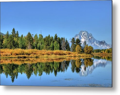 Scenics Metal Print featuring the photograph Reflection At Oxbow Bend by Ronnie Wiggin