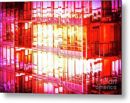 Top Artist Metal Print featuring the photograph Red Reflections Cityscape Vancouver by Neptune - Amyn Nasser Photographer