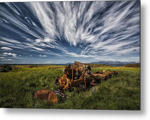 Landscape Metal Print featuring the photograph Remains Of Vehicle by orsteinn H. Ingibergsson