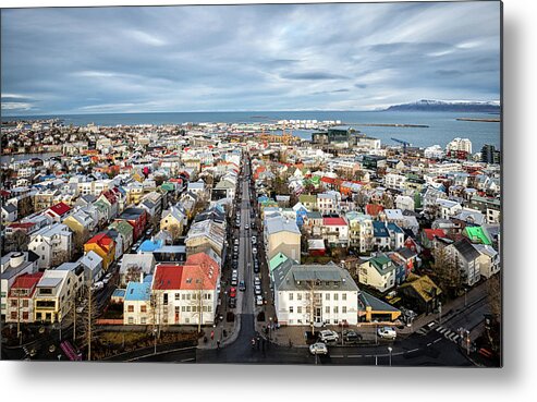 Hallgrimskirkja Metal Print featuring the photograph Reykjavik City 1 by Nigel R Bell