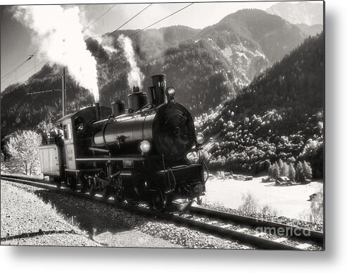 Steam Metal Print featuring the photograph RhB No.107 'Albula' by Steve Ember