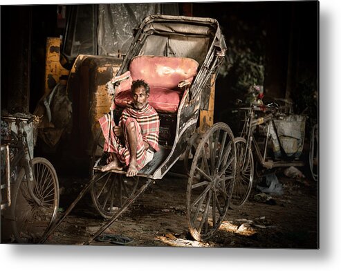 Rickshaw Metal Print featuring the photograph Rickshaw Wallah by Trevor Cole