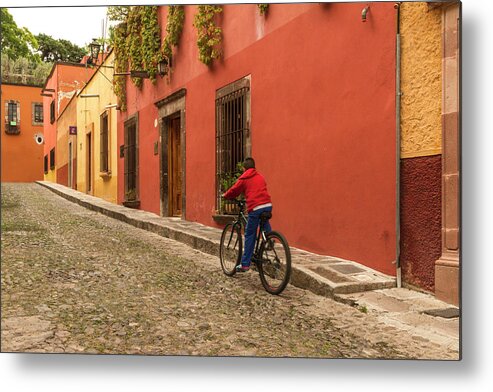 Mexico Metal Print featuring the photograph Riding a Bike in San Miguel by Lindley Johnson