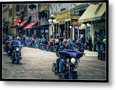 Motor Metal Print featuring the photograph Riding into Town by Steve Benefiel