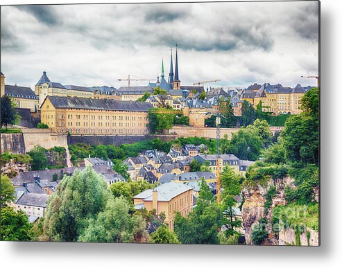 Architecture Metal Print featuring the photograph River at Luxemourg city by Ariadna De Raadt
