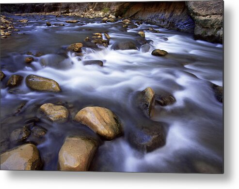 Scenics Metal Print featuring the photograph River Flowing Over Rocks, Virgin River by Photo 24