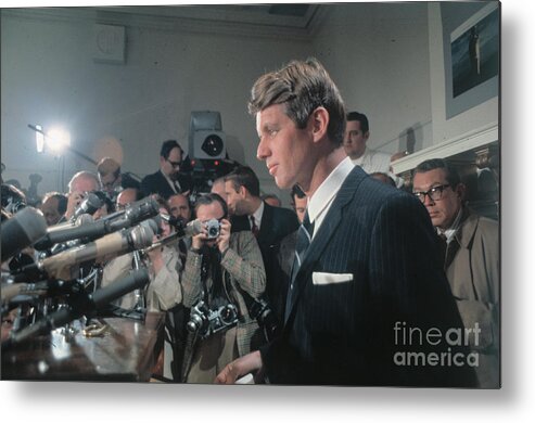 People Metal Print featuring the photograph Robert F. Kennedy At Press Conference by Bettmann