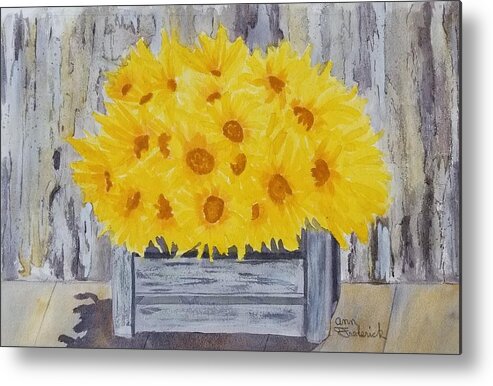 Summer Metal Print featuring the painting Robins Bouquet by Ann Frederick