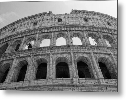 Colosseum Metal Print featuring the photograph Roman Colosseum in Black and White by Patricia Caron