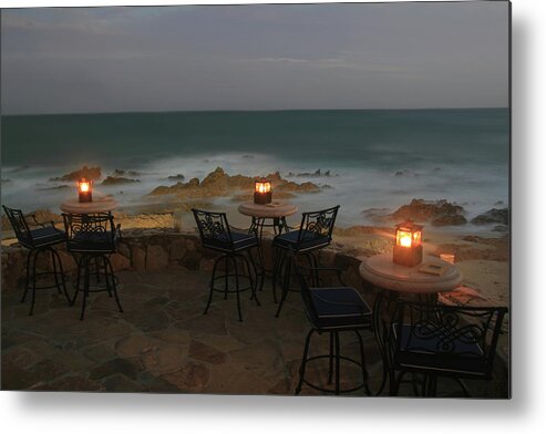 Black Color Metal Print featuring the photograph Romantic Restaurant by Imaginegolf