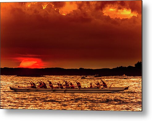John Bauer Metal Print featuring the photograph Rowing in the Sunset by John Bauer