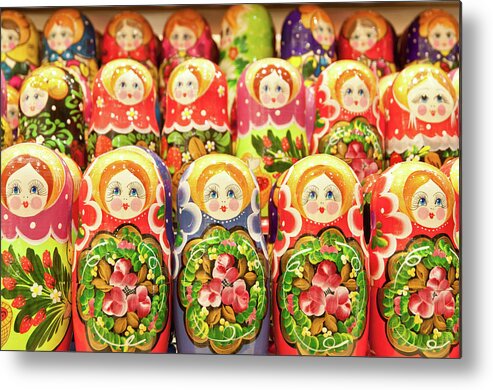 Russian Nesting Doll Metal Print featuring the photograph Russian Nesting Dolls, Matryoshka, For by Travelif