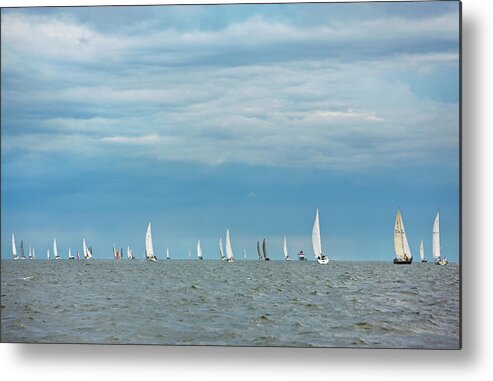 Tranquility Metal Print featuring the photograph Sail Boats Racing, Chesapeake Bay by Greg Pease