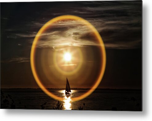 Sailing Metal Print featuring the photograph Sail in the Halo by Monte Arnold