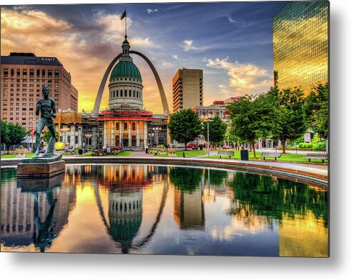 America Metal Print featuring the photograph Saint Louis Skyline in Vivid Colors by Gregory Ballos