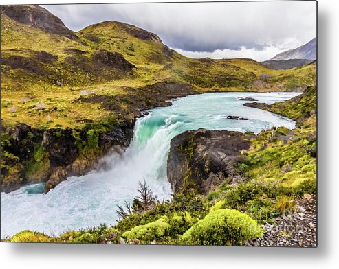 Waterfall Metal Print featuring the photograph Salto Grande, Torres del Paine, Chile by Lyl Dil Creations