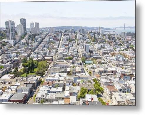 Wingsdomain Metal Print featuring the photograph San Francisco Cityscape Panorama West View With Golden Gate Bridge R574 by Wingsdomain Art and Photography