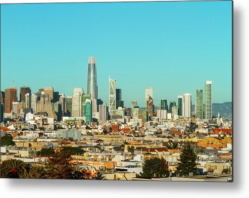 San Francisco Financial District From Dolores Park Metal Print featuring the photograph San Francisco Financial District from Dolores Park by Bonnie Follett
