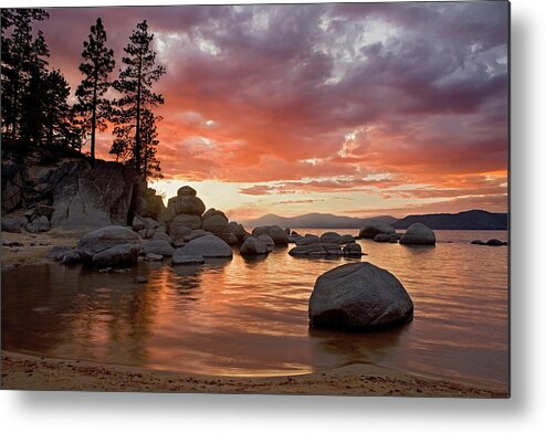 Sand Harbor Sunset Metal Print featuring the painting Sand Harbor Sunset Orton 8773 by Mike Jones Photo