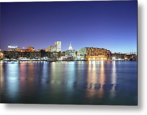 Downtown District Metal Print featuring the photograph Savannah Georgia by Denistangneyjr
