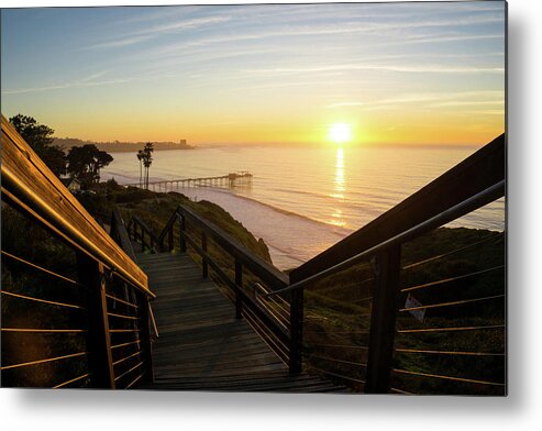 Surf Metal Print featuring the photograph Scripps Sunset Stairway 1 by Richard A Brown