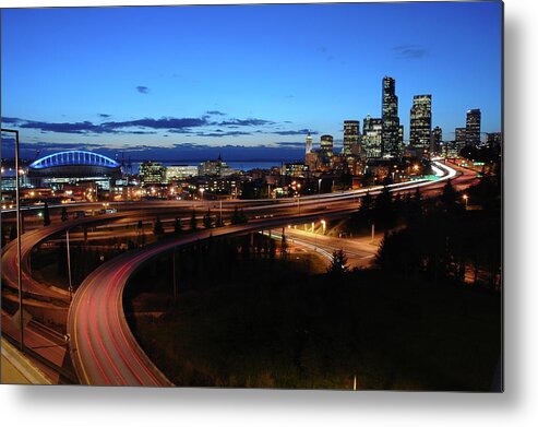 Scenics Metal Print featuring the photograph Seattle Downtown At Night by Furchin