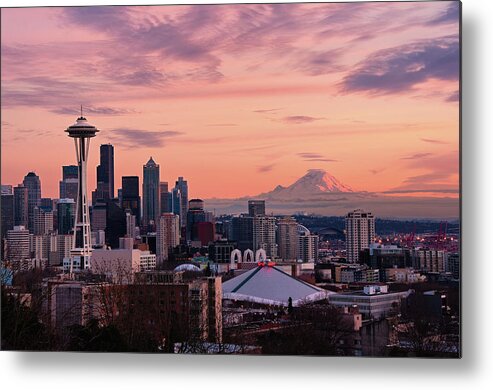 Downtown District Metal Print featuring the photograph Seattle In Pink by Aaron Eakin